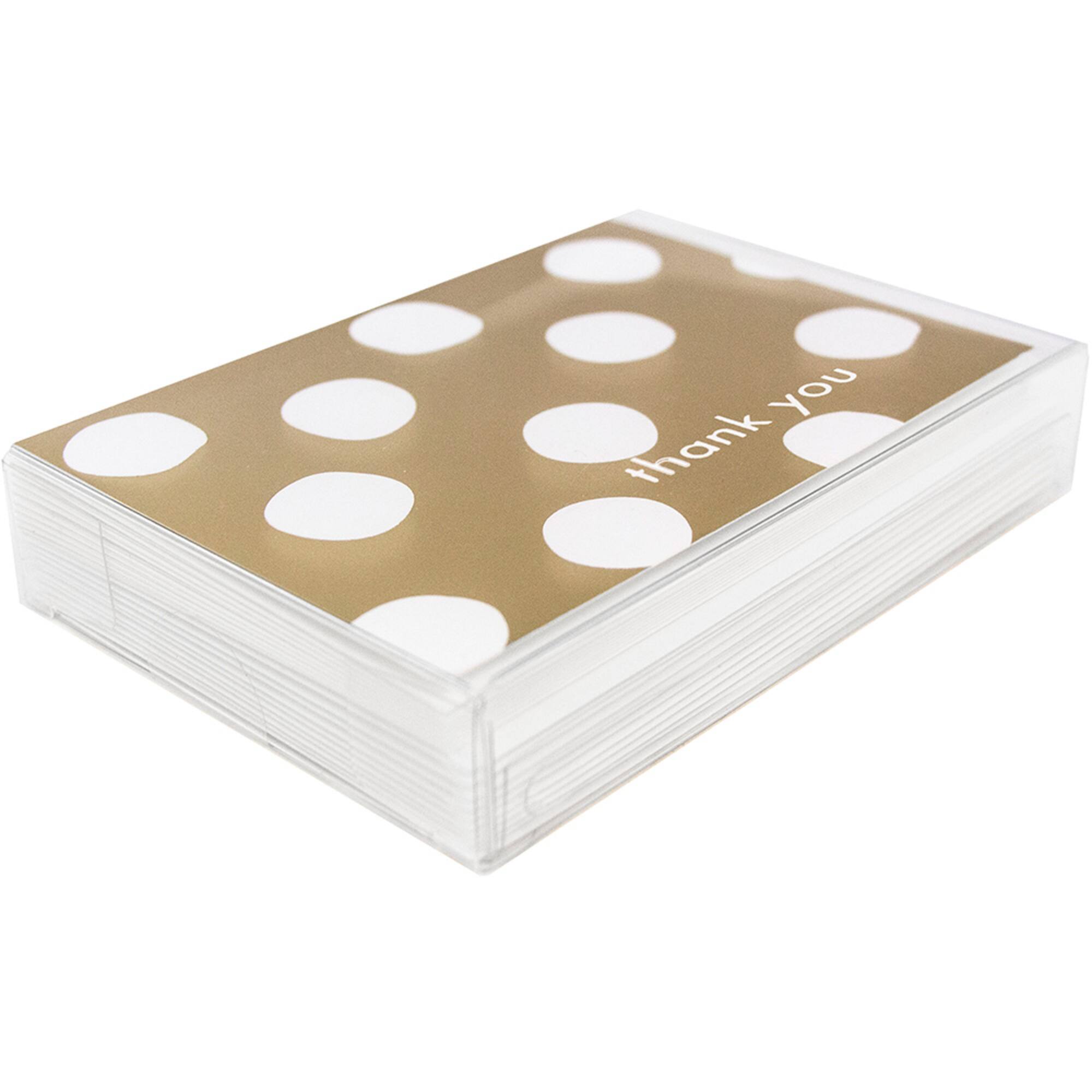 JAM Paper 3.5" x 4.875" Gold Polka Dot Thank You Cards & Envelopes, 10ct.